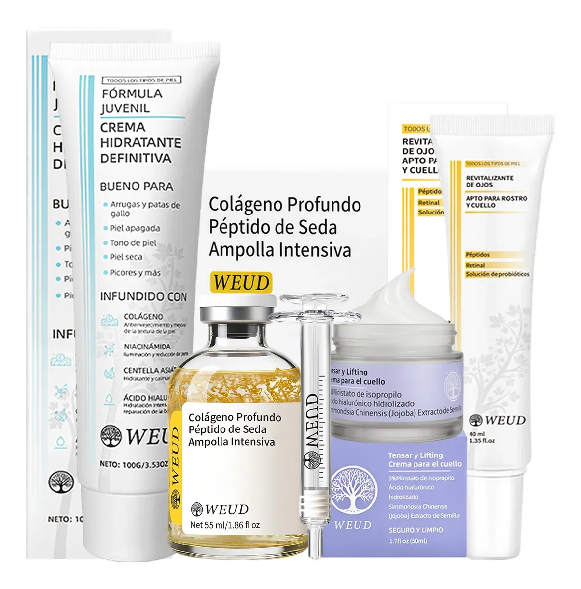 Kit Coreano Skincare Antiedad Reafirmante Péptidos Colágeno