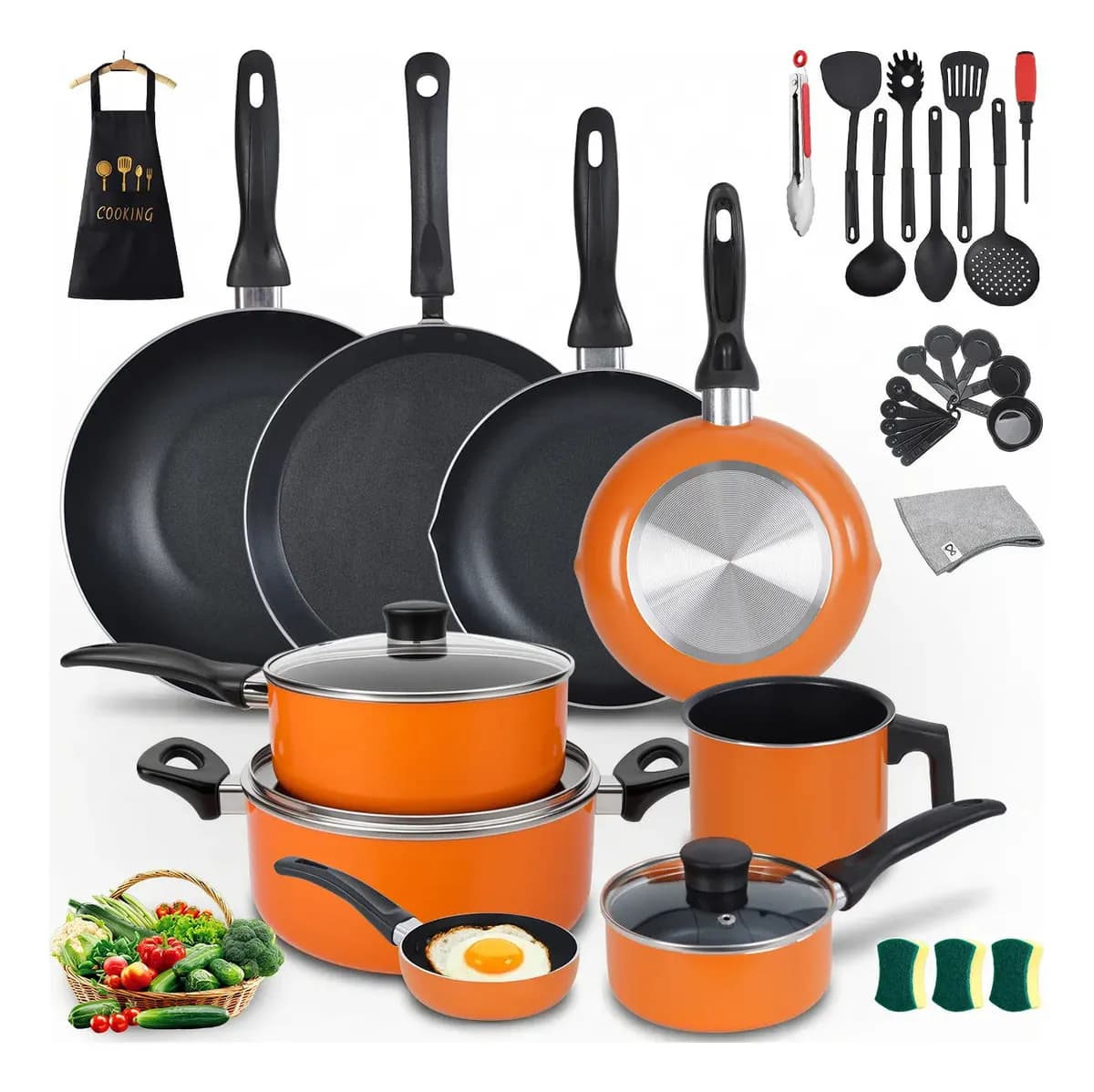 Batería de Cocina Susassy con Antiadherente de 34 Piezas para Gas