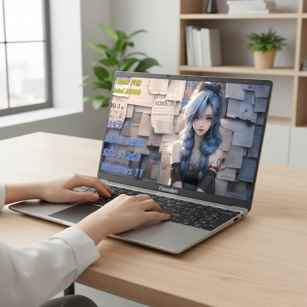 Portátil Hancdon N5095:32gb Ddr4, 512gb Ssd, Pantalla Ips Fhd 15.6 Y Windows 11. ¡ideal Para Trabajo,función De Desbloqueo De Huellas Dactilares, Multimedia Y Multitarea Fluida!