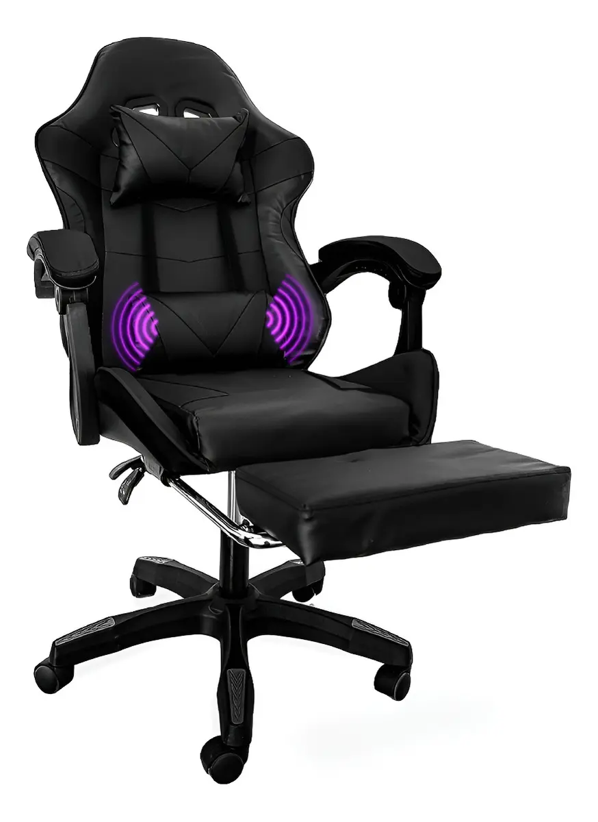 Silla Gamer Ergonómica Reposapiés Reclinable Gaming Oficina Negro Cuory