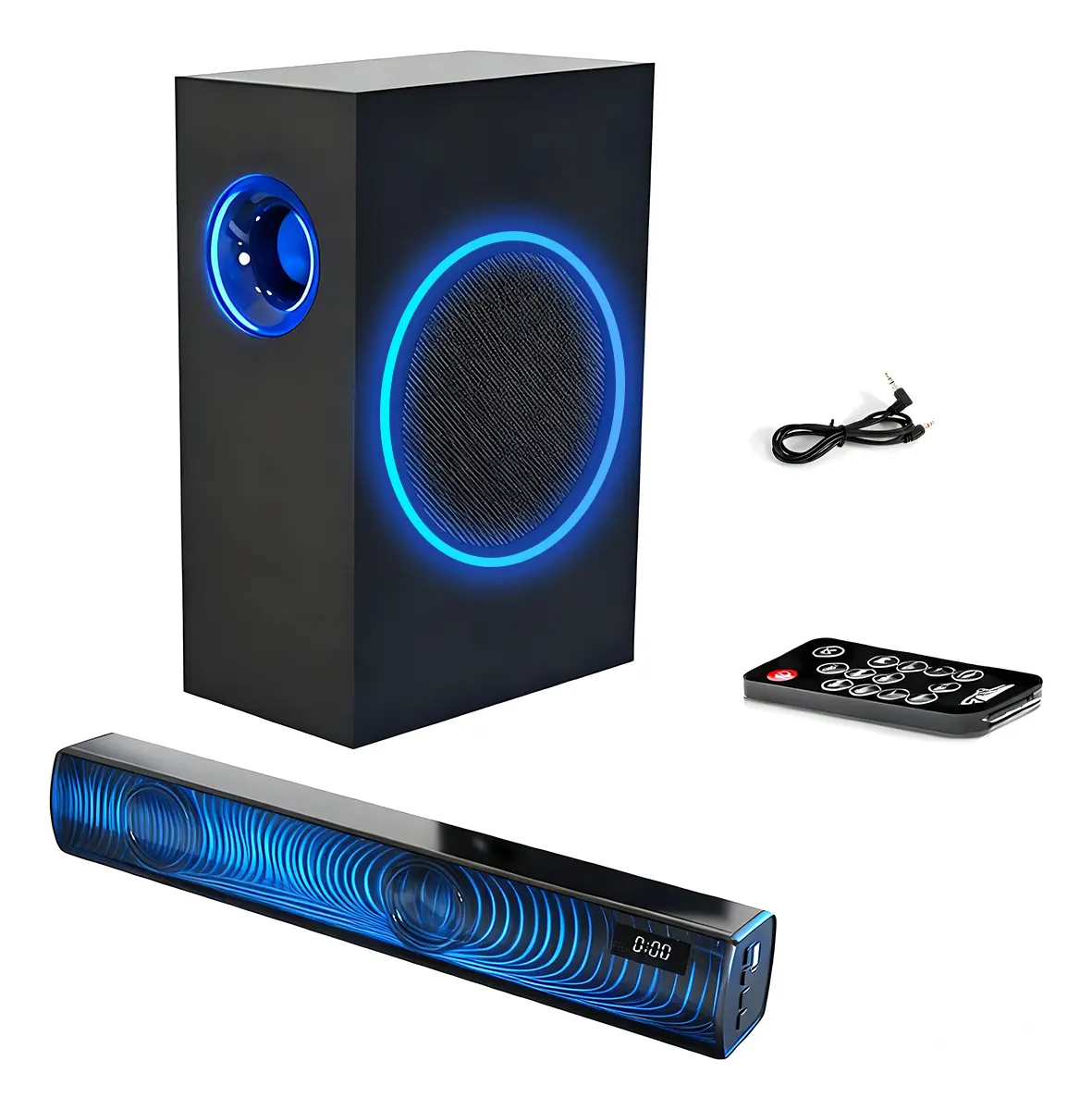 Barra de Sonido 2.1 con Subwoofer de 4 Pulgadas para Cine en Casa y Bluetooth