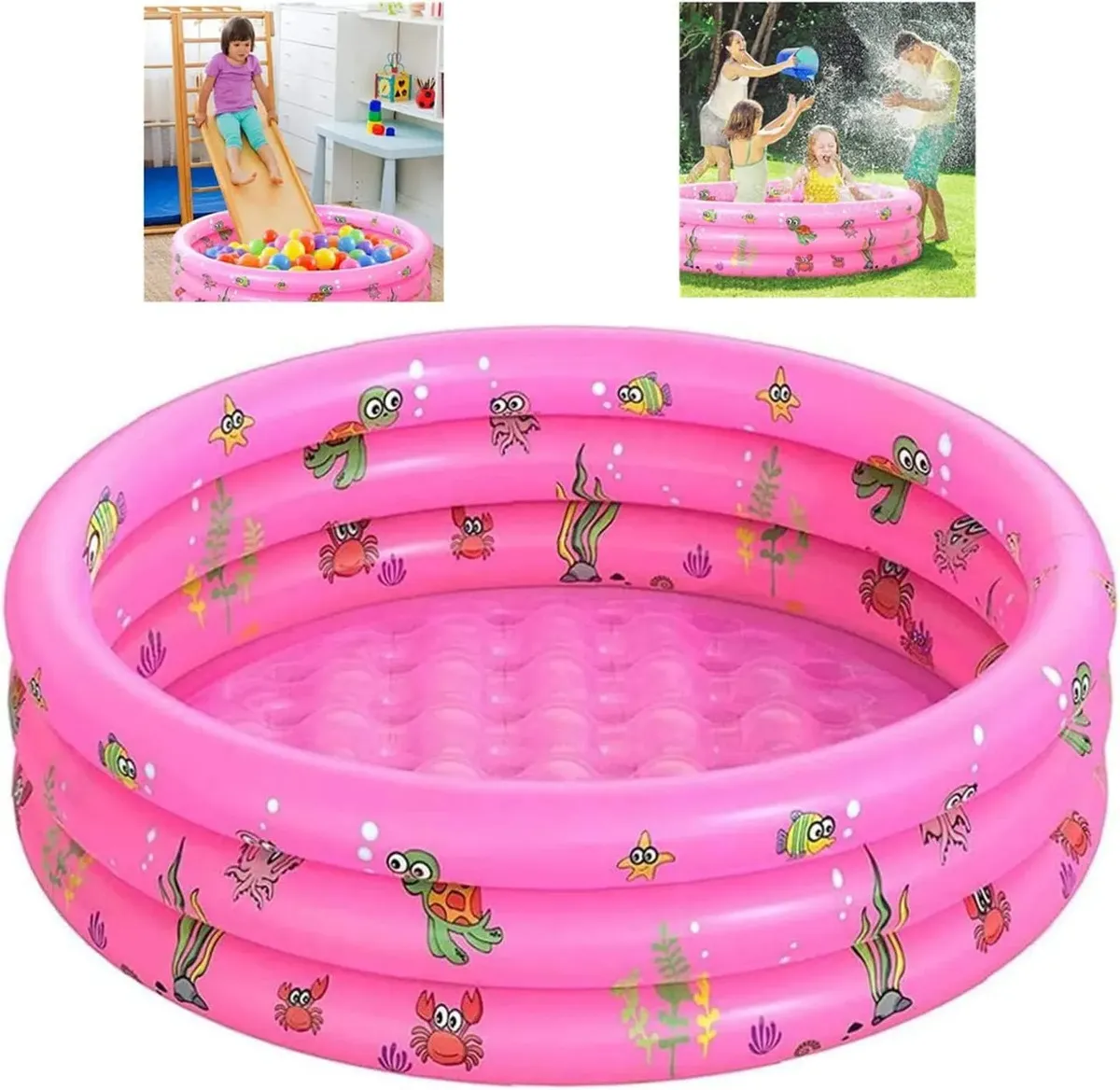 Albercas Inflables baratas 130cm Inflable De Alberca Para Niños niñas bebes pequeñas Plegable Piscina De Infantil Familiar bebe nina juegos de agua,Rosa