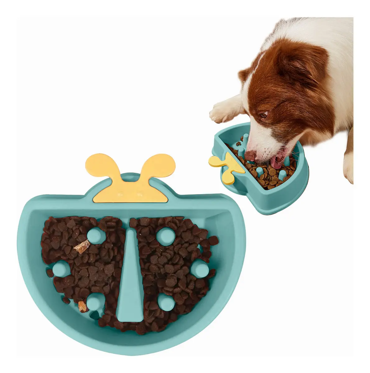 Plato Comedero Para Croquetas De Alimentación Lenta Slim Company Para Mascota Perro Y Gato Con Forma De Mariposa Color Azul