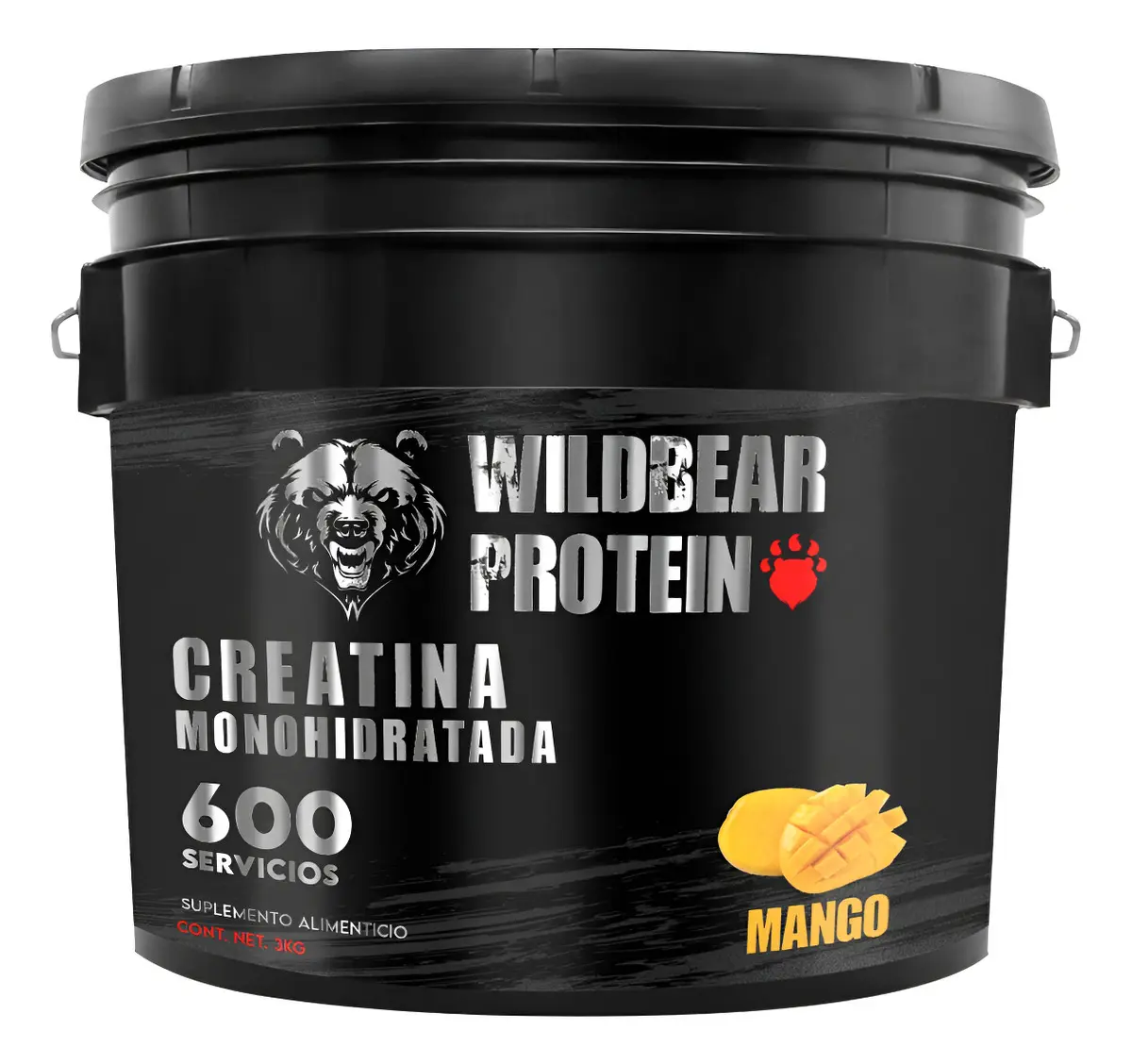 Creatina Monohidratada Wild Bear 3kg 600 Servicios Sabor Mango