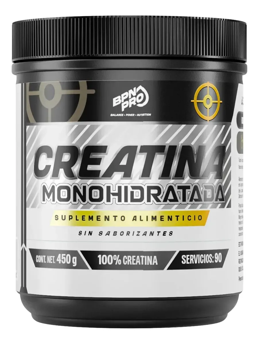 Creatina Monohidratada Alta Pureza Micronizada BPN PRO de 450 g en Polvo Sin Sabor 90 servicios Creatine