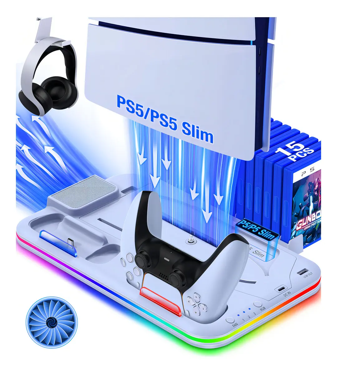 Base de cargador enfriadora para Ps5/ps5 slim controles