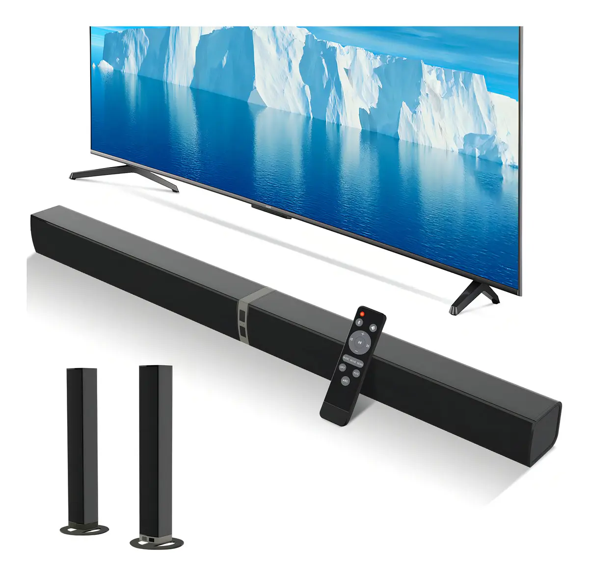 Barra de Sonido Mzeibo 60W 2.1 Canales Bluetooth HDMI AUX Negra Con Control