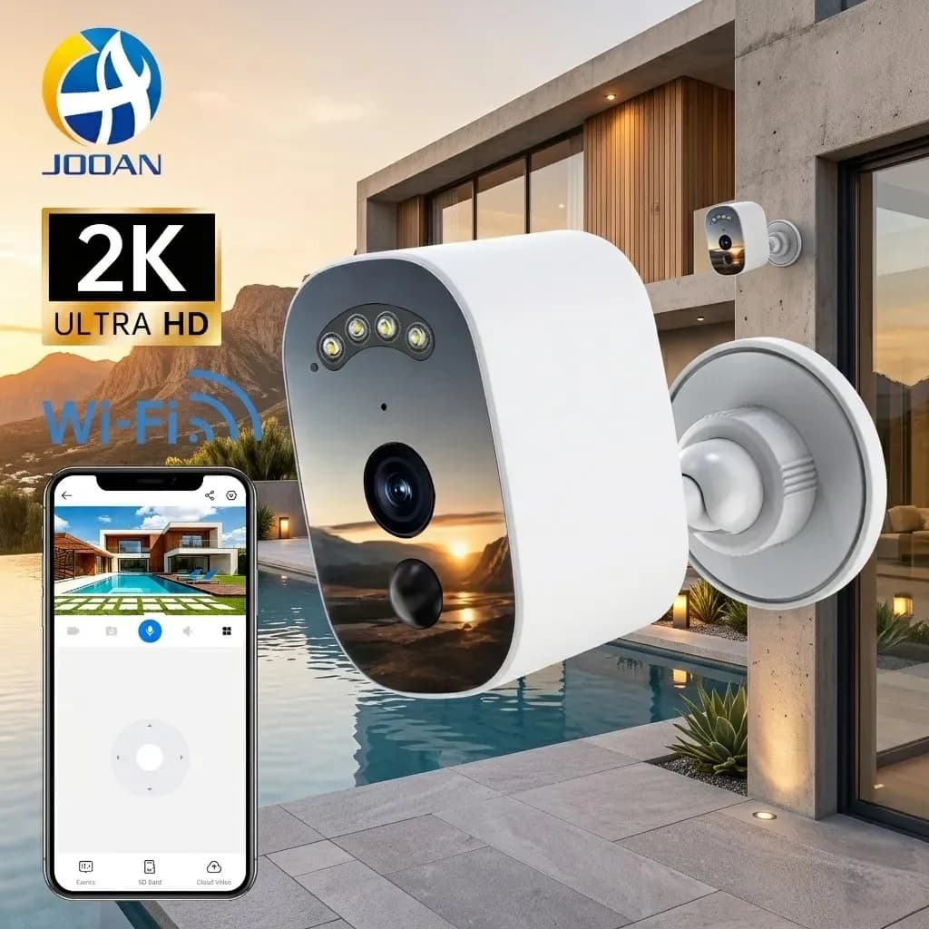 Cámara de Seguridad Inalámbrica Jooan 5MP Wi-Fi para Exterior con Visión Nocturna a Color y Audio Bidireccional