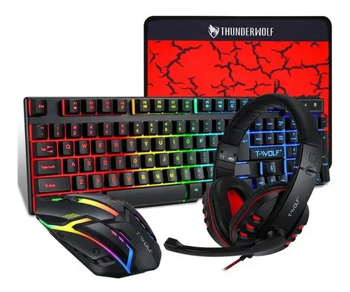 T-Wolf Tf800 Kit Teclado + Mouse + Audifonos + Mousepad Iluminado