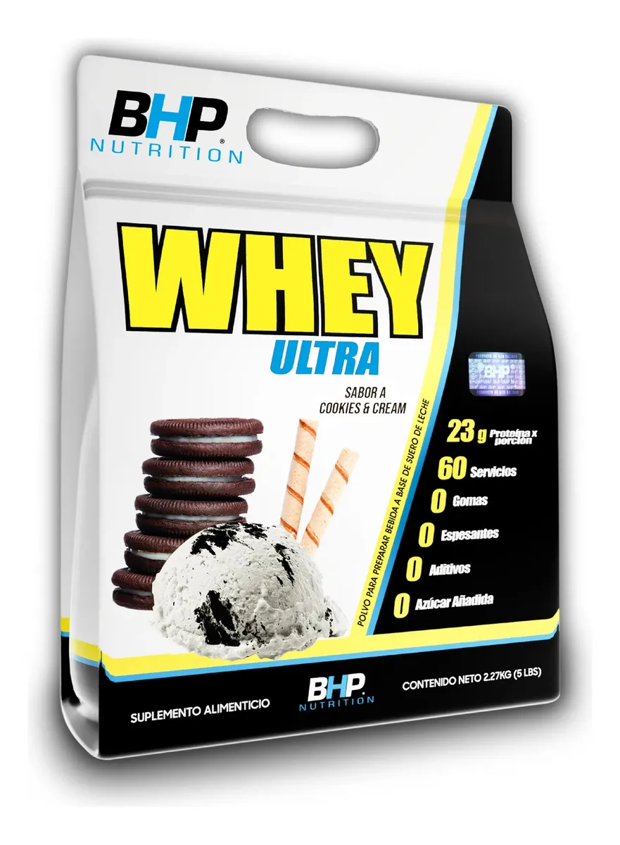 Proteina Bhp Ultra Whey Ultra 2.27 Kg 5 Lbs Bolsa Sabor Cookies