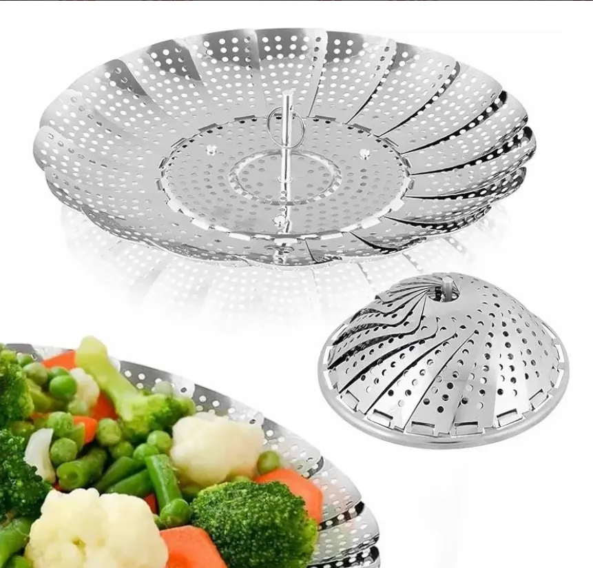 Vaporera Plegable Acero Inoxidable Cortes Expandible 24cm Cocina