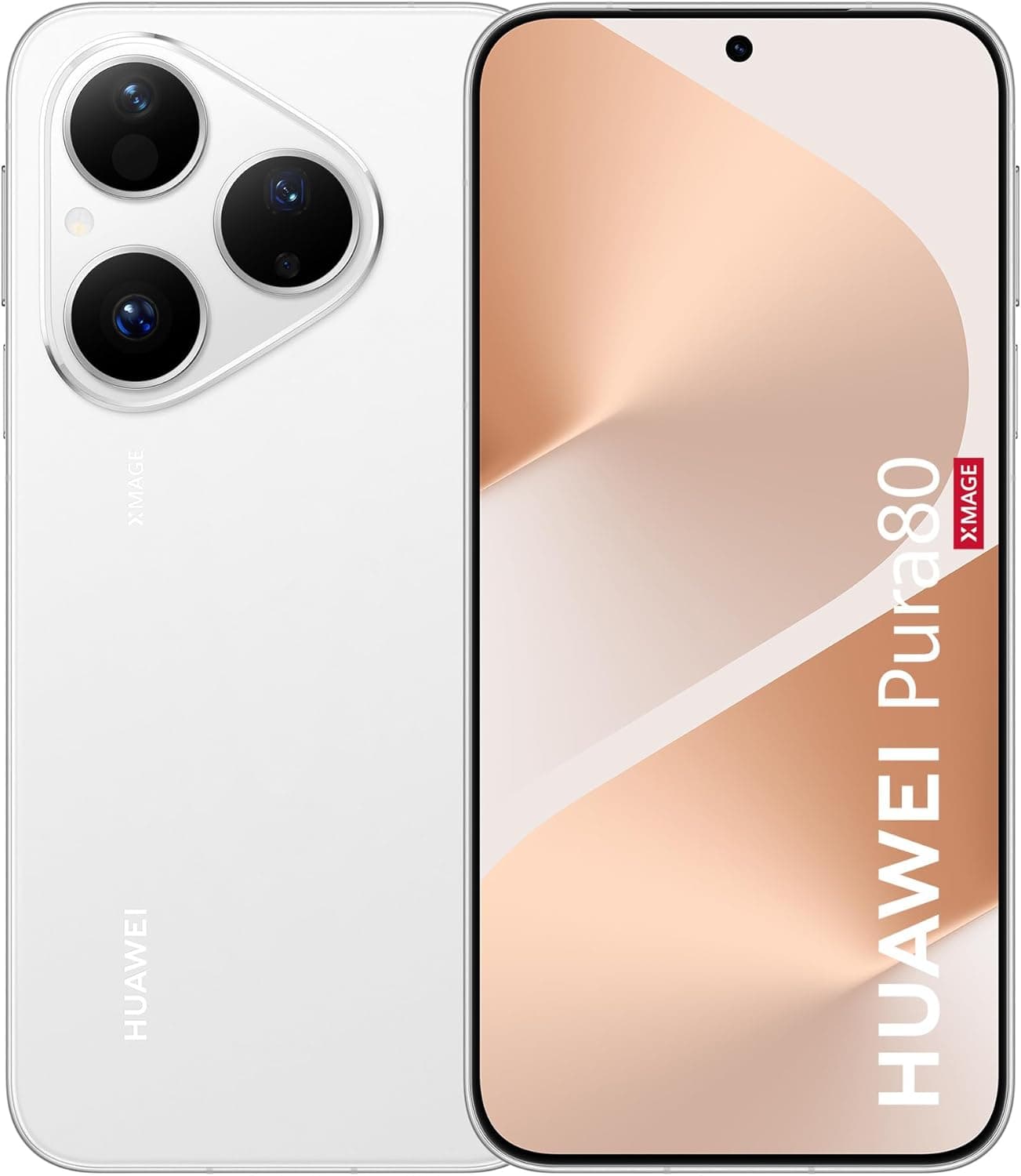HUAWEI Pura 80 Celular, 12+256G, Cámara XMAGE Ultra Chroma, Cancelación de Ruido con IA, Gran Batería de 5170 mAh y Dual Supercharge, Cristal Mate y Diseño de Bordes Planos, Blanco