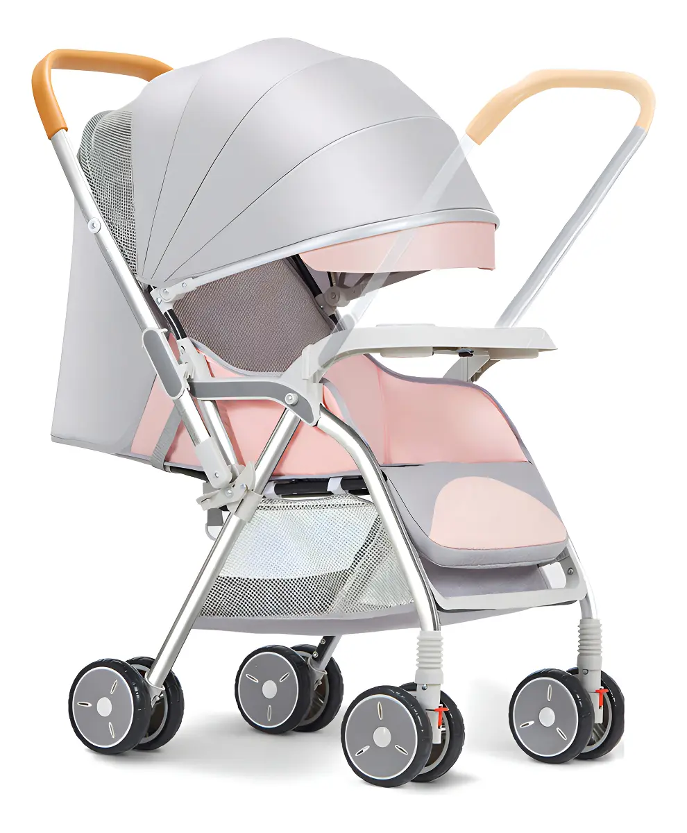 Carriola De Paseo Rodeo Sonido Ultra Plegable Bidireccional Rosa 15kg Sistema Arnés